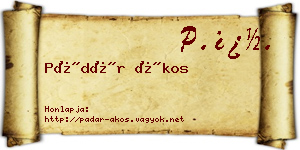 Pádár Ákos névjegykártya